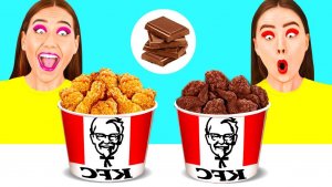 Челлендж. Шоколадная еда vs. Настоящая еда