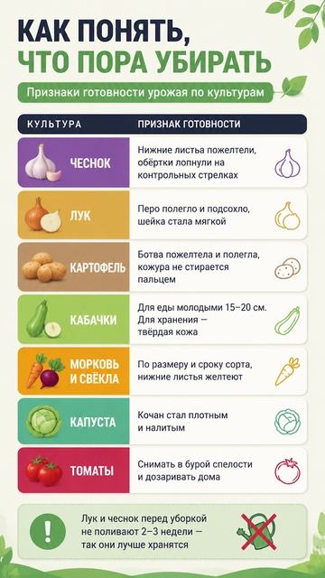 Как понять, что пора убирать на даче