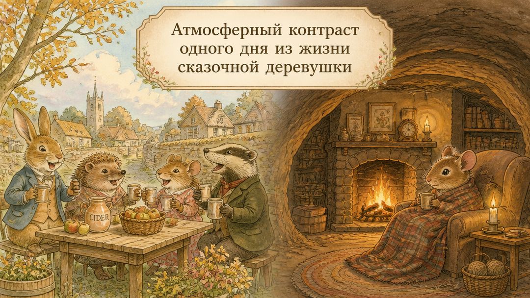 Атмосферный контраст одного дня из жизни сказочной деревушки