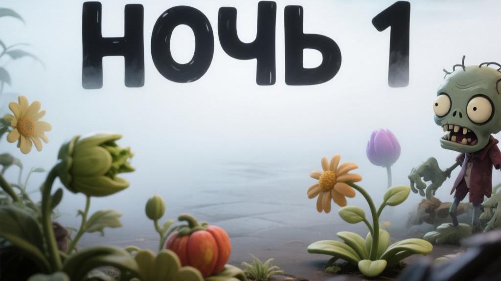 Растения ☘️ против Зомби 🧟. Туман. Ночь 1.