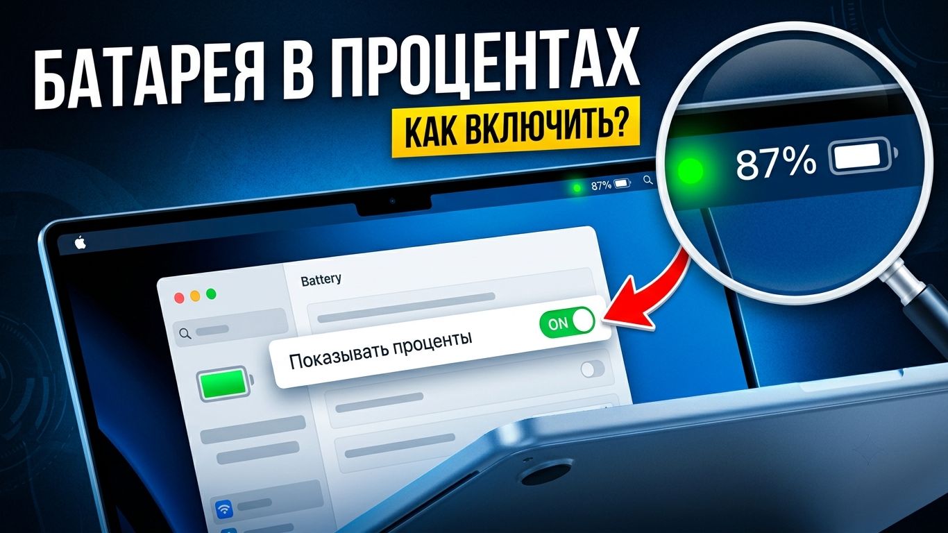 Как включить проценты батареи на Макбуке в строке меню | Индикатор заряда MacOS