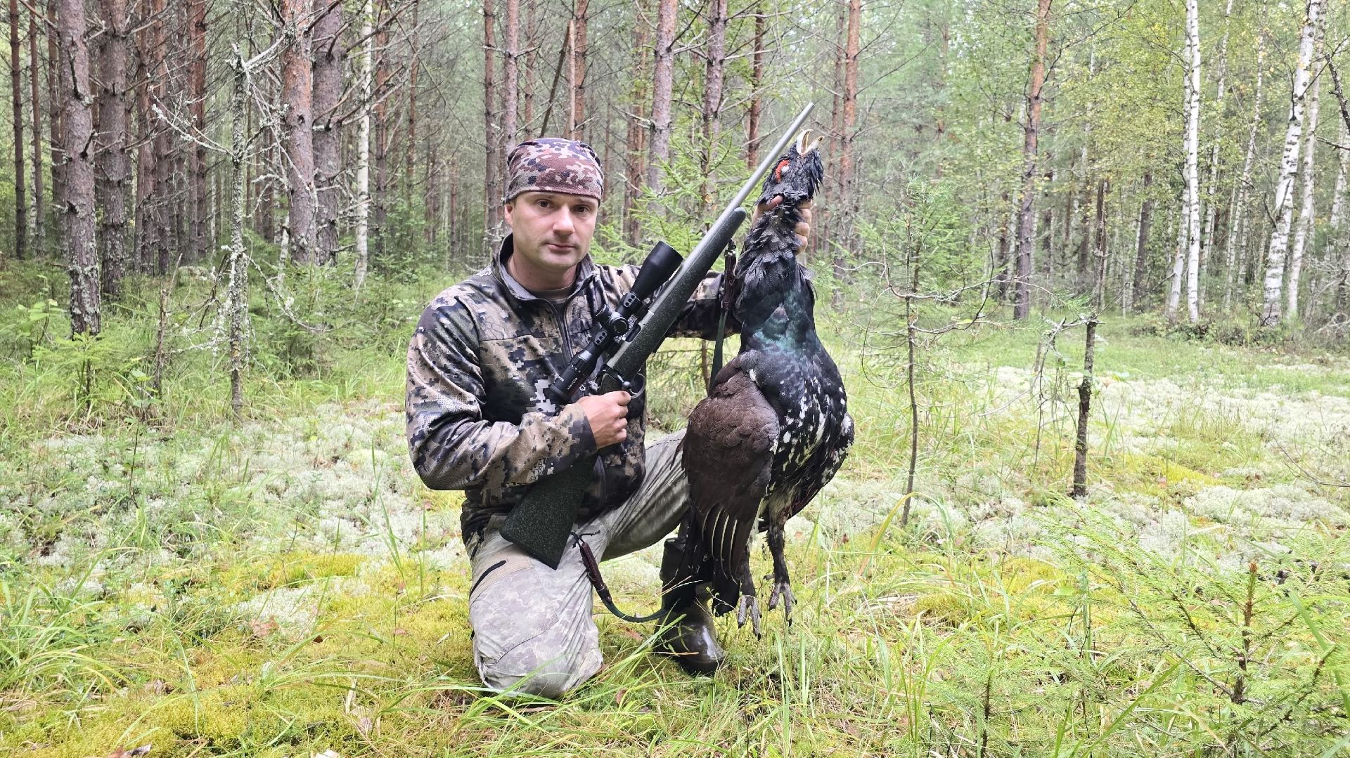 ОХОТА НА ТРОФЕЙНОГО ГЛУХАРЯ С ПОДХОДА. НАРВАЛСЯ НА МЕДВЕДИЦУ В ТАЙГЕ. ДОБЫЧА ТЕТЕРЕВА В ТРАВЕ.