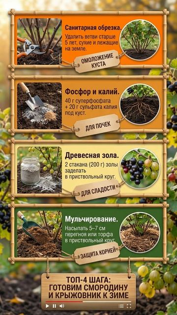Ягоды мелкие и кислые Точные граммы осенней заправки для смородины и крыжовника