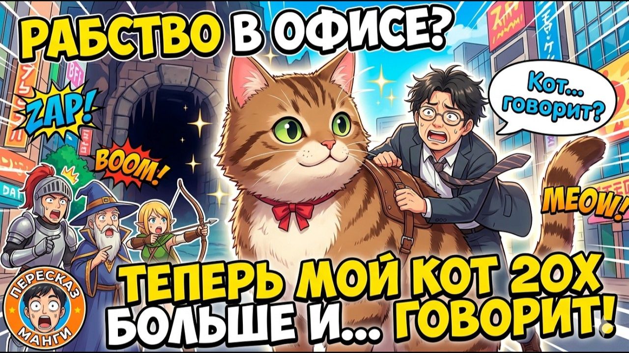 Обычный КЛЕРК нашел ГОВОРЯЩЕГО КОТА размером со слона и стал Легендой Подземелий ПересказАниме_Манги