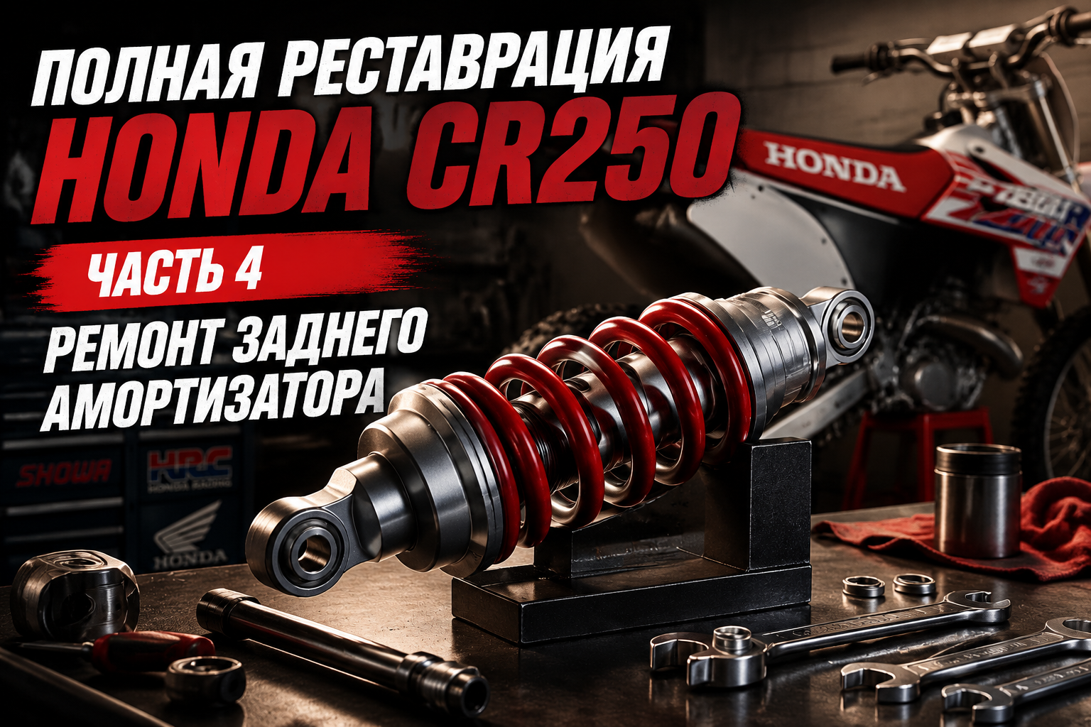 Полная реставрация Honda CR250 — часть 4: восстановление заднего амортизатора Showa