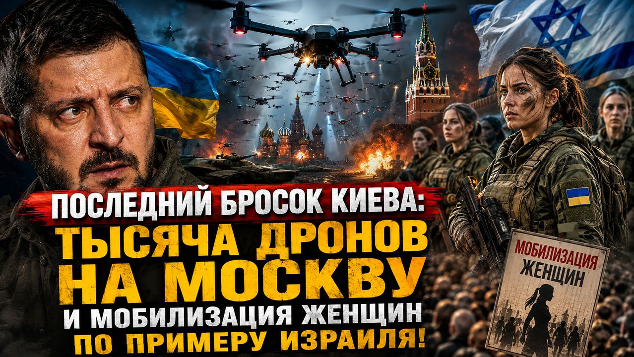 ПОСЛЕДНИЙ БРОСОК КИЕВА Тысяча дронов на Москву и мобилизация женщин по примеру Израиля!