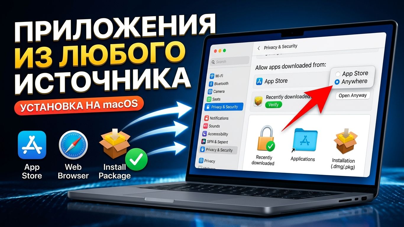 Как разрешить установку приложений из любого источника на MacOS на Макбуке и Аймаке