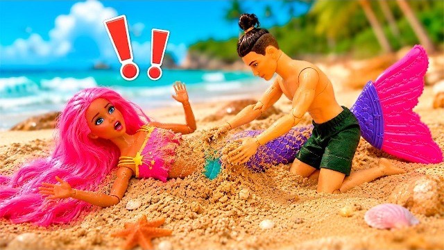 Кен нашёл русалку! Она запуталась, и хвост не вытащить 😱🧜♀️