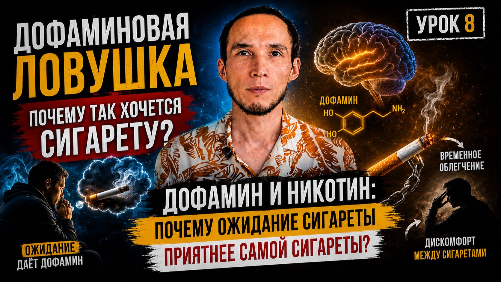 Дофамин и никотин: почему ожидание сигареты приятнее самой сигареты? | Урок 8