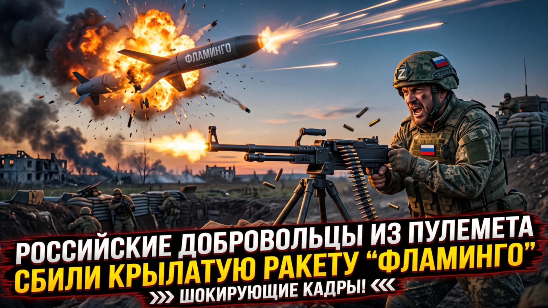 Российские добровольцы сбили крылатую ракету FP-5 Flamingo из пулемёта в Курской области