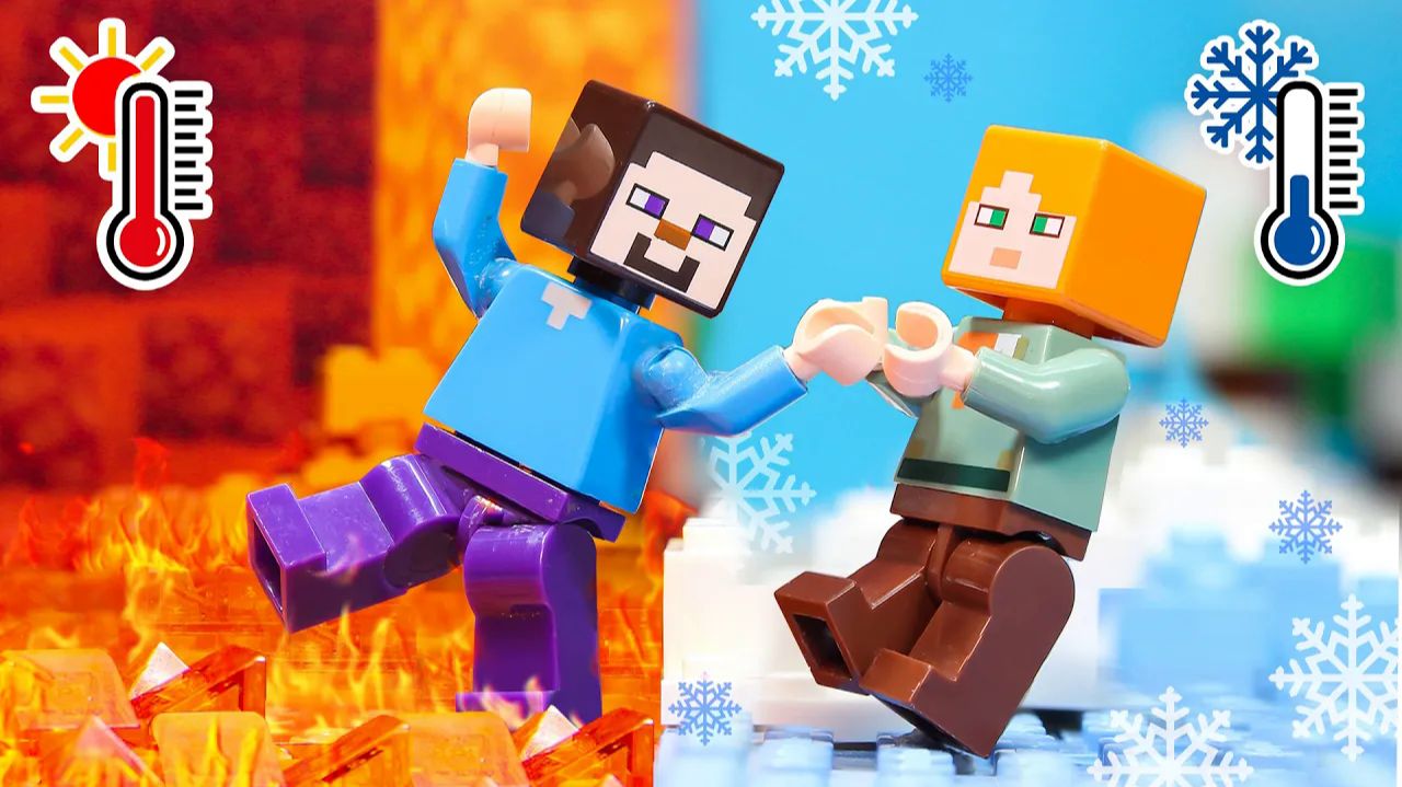 От СЛИШКОМ ЖАРКОГО до ЗАМОРОЖЕННОГО: Экстремальная погодная машина в Lego Minecraft