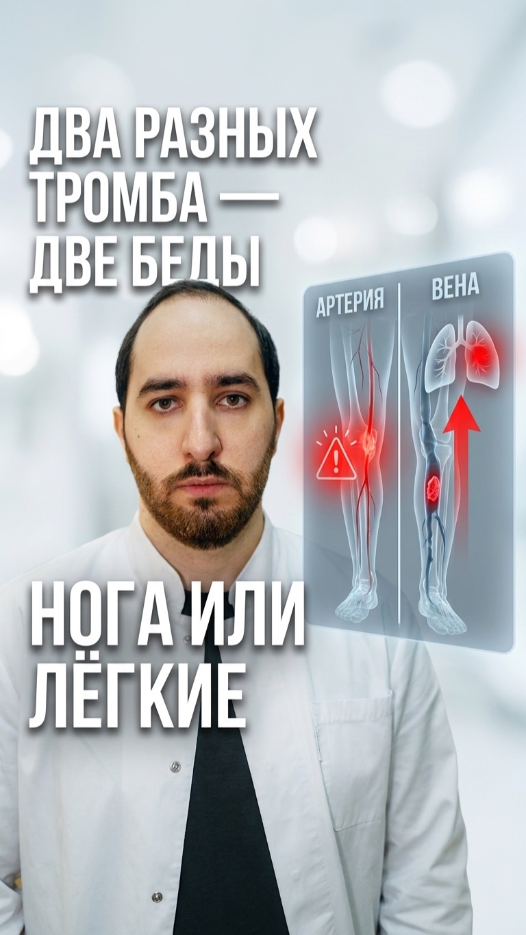 УЗИ сосудов ног: как отличить тромб в вене от тромба в артерии 🩺