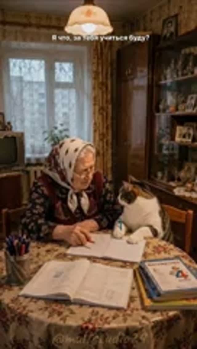 Бабушка и кот - домашнее задание