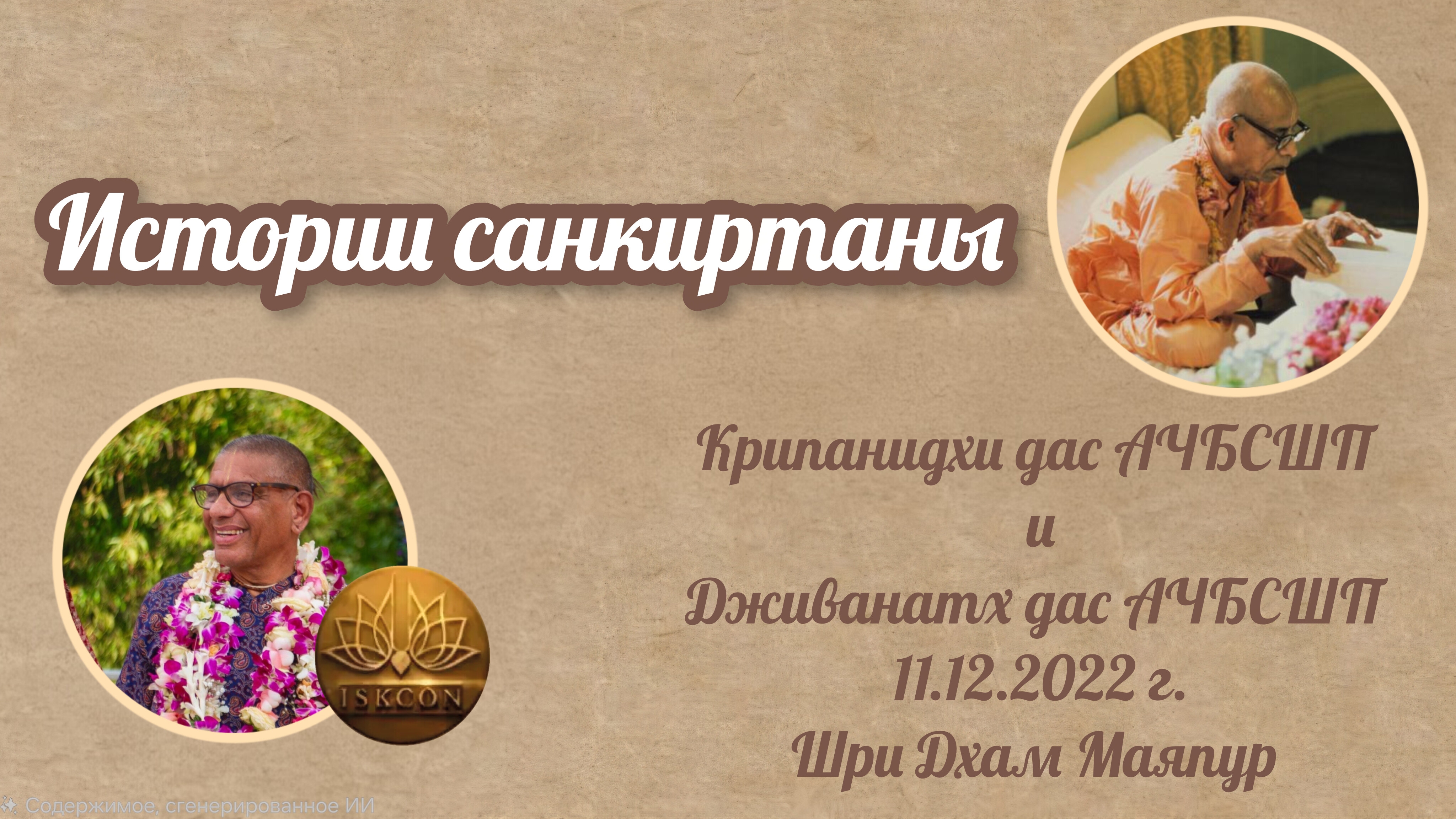 Истории санкиртаны | Е.М Крипанидхи прабху и Е.М. Дживанатх прабху | 11.12.2022 | Маяпур