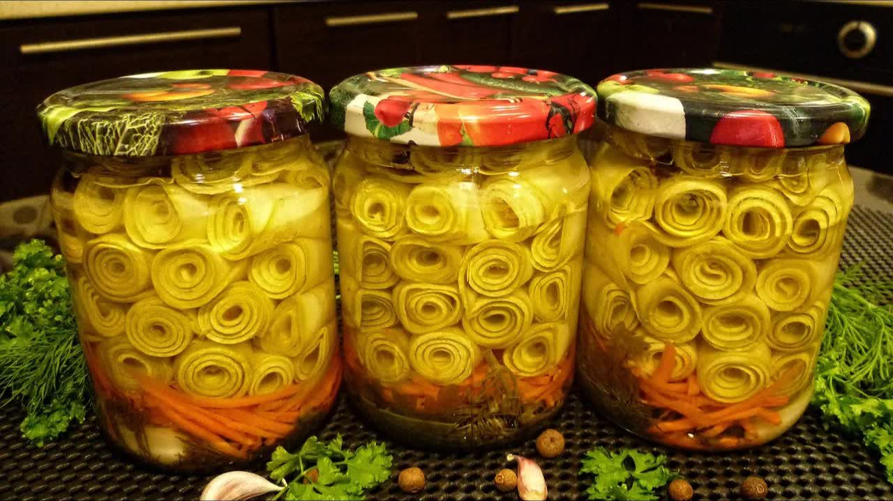 ЭТО ИЗУМИТЕЛЬНО ВКУСНО! Кабачки на зиму. Маринованные рулетики из кабачков на зиму