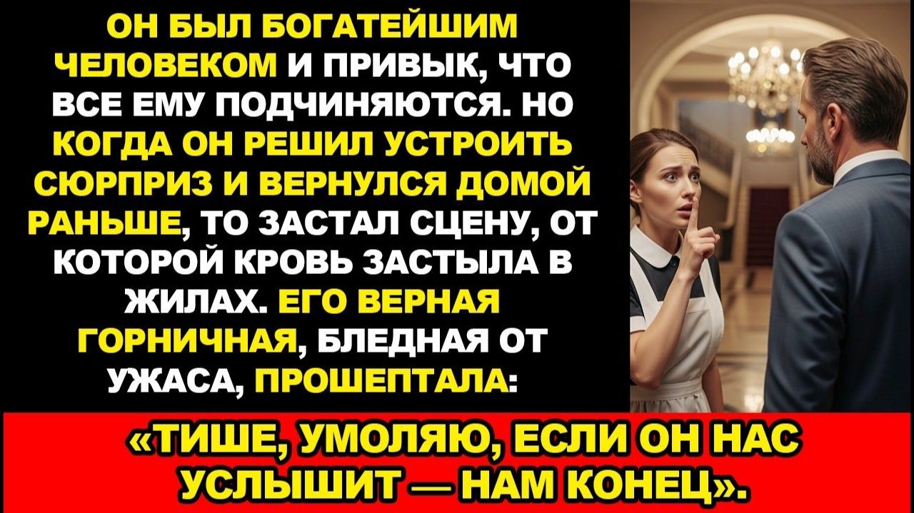 Миллионер вернулся в особняк без предупреждения. Горничная шепнула: «Тише, прошу…» Аудио-рассказ!