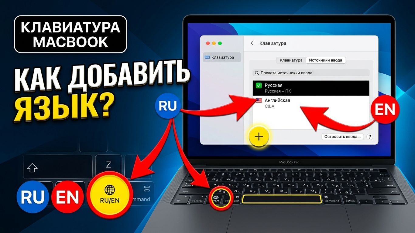 Как добавить язык клавиатуры на MacBook | Смена раскладки MacOS, русский и английский