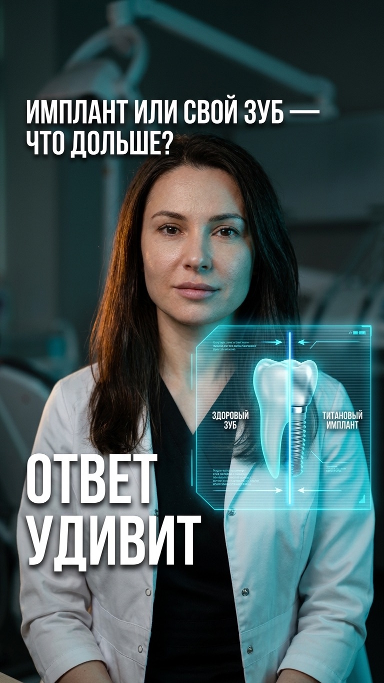 🦷 Имплант или свой зуб: что служит дольше — отвечает ортопед