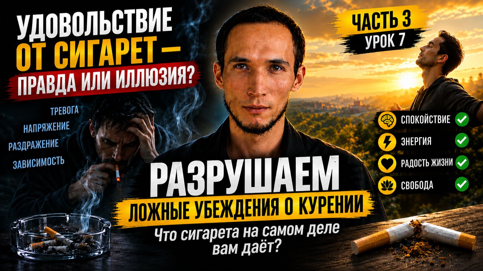 Разрушаем ложные убеждения о курении (Часть 3). Удовольствие от сигарет —иллюзия? | Урок 7