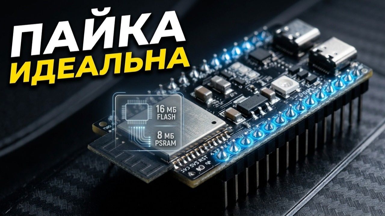 Обзор и пайка ESP32-S3 (16 МБ Flash, 8 МБ PSRAM) для проектов IoT