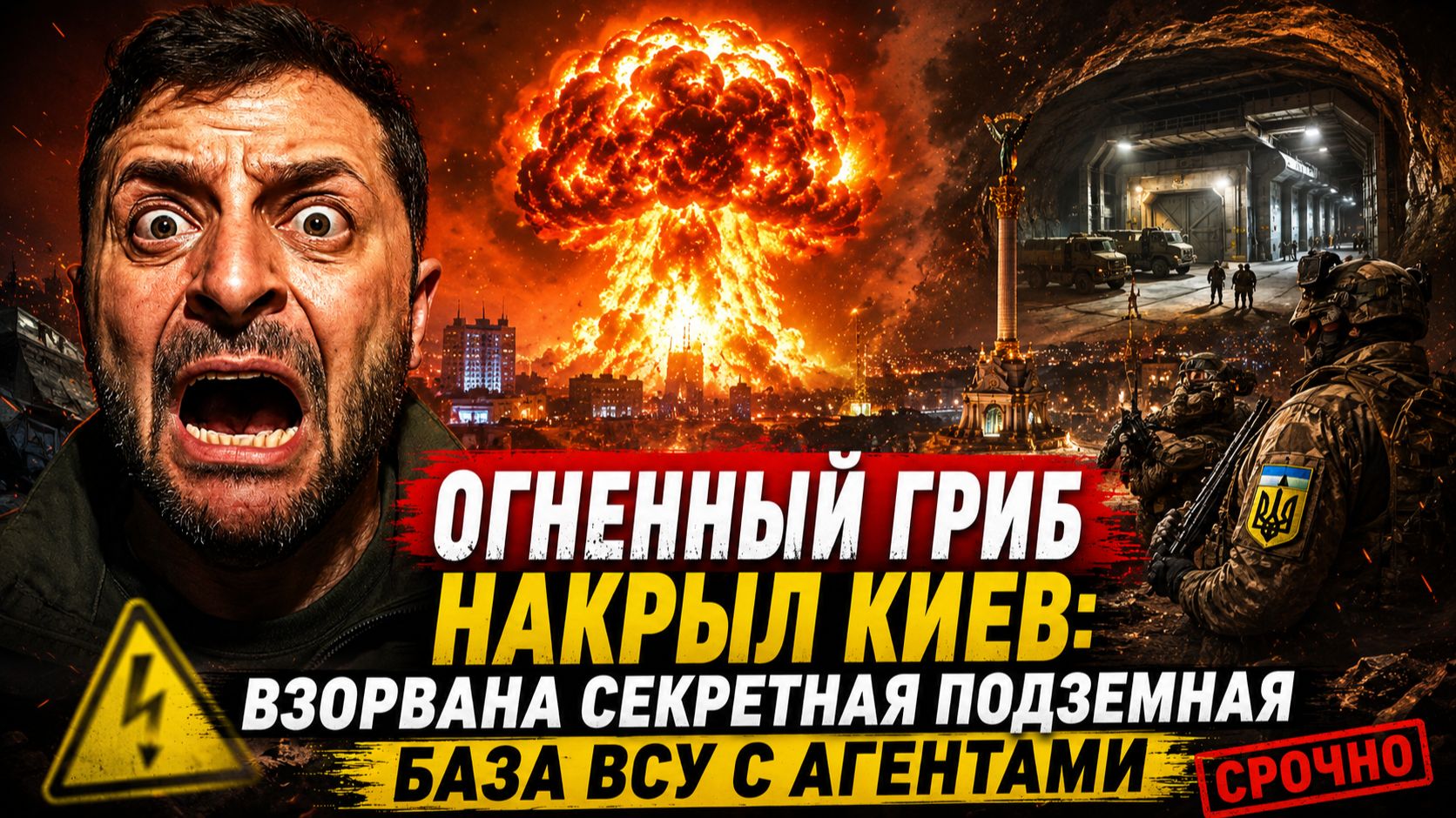 ⚡Огненный гриб накрыл Киев взорвана секретная подземная база ВСУ с агентами