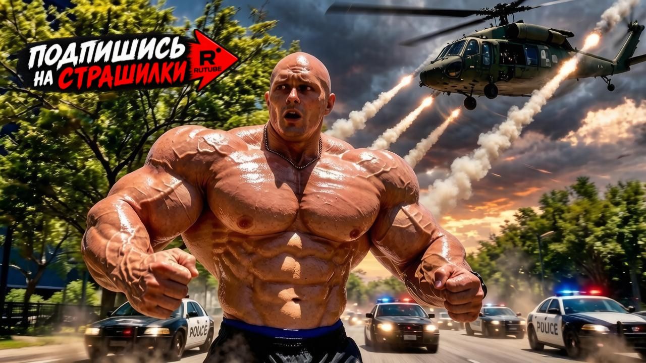 Полиция пыталась остановить гигантского бодибилдера!