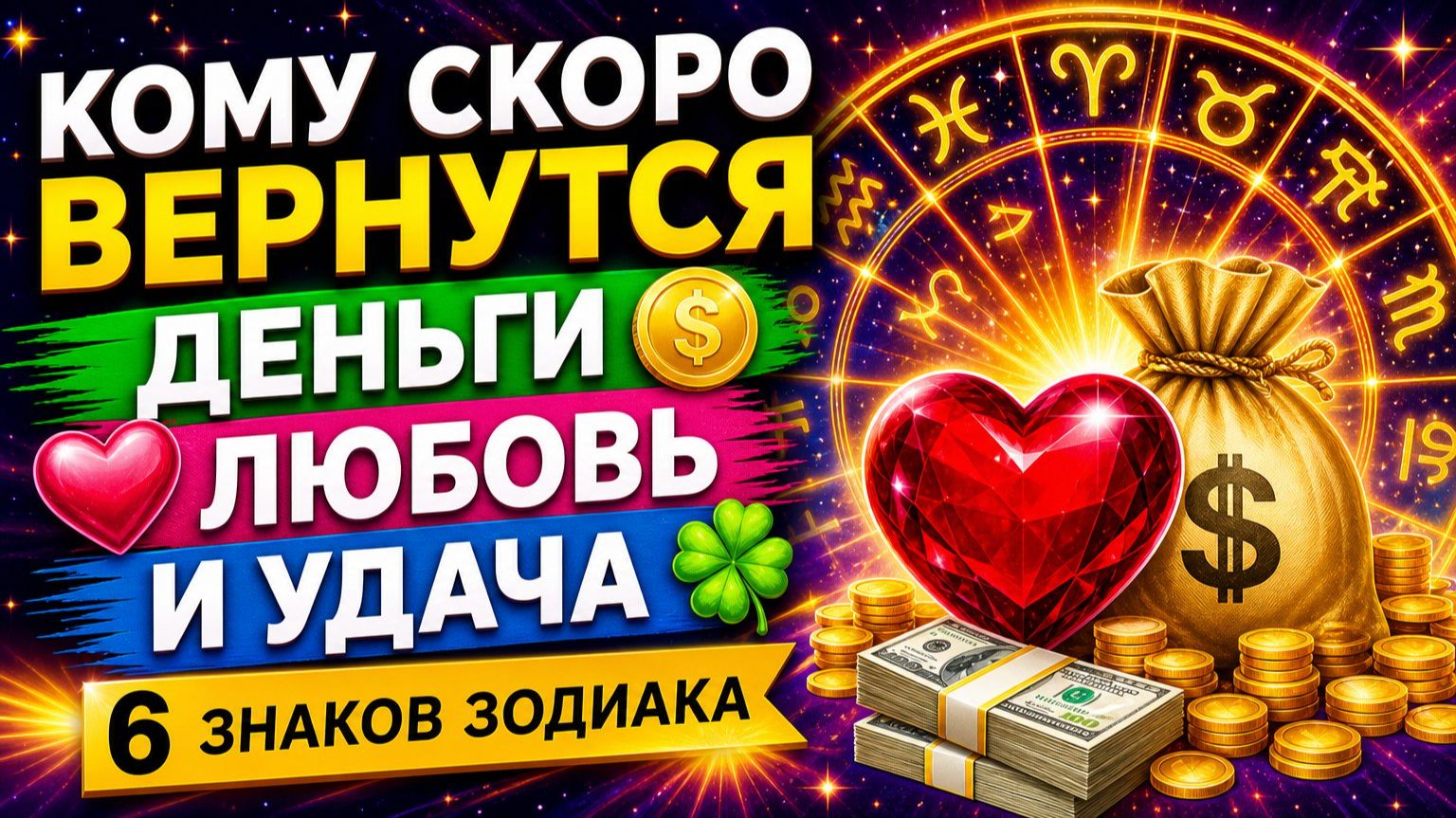 КОМУ СКОРО ВЕРНУТСЯ ДЕНЬГИ, ЛЮБОВЬ И УДАЧА_ 6 ЗНАКОВ ЗОДИАКА.