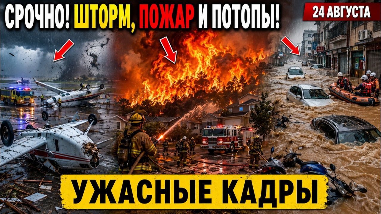 Катаклизмы Сегодня 24.08.2026 США Горит❗ Шторм Разнёс Италию❗ Камчатку Накрыл Паводок Китай Затопило