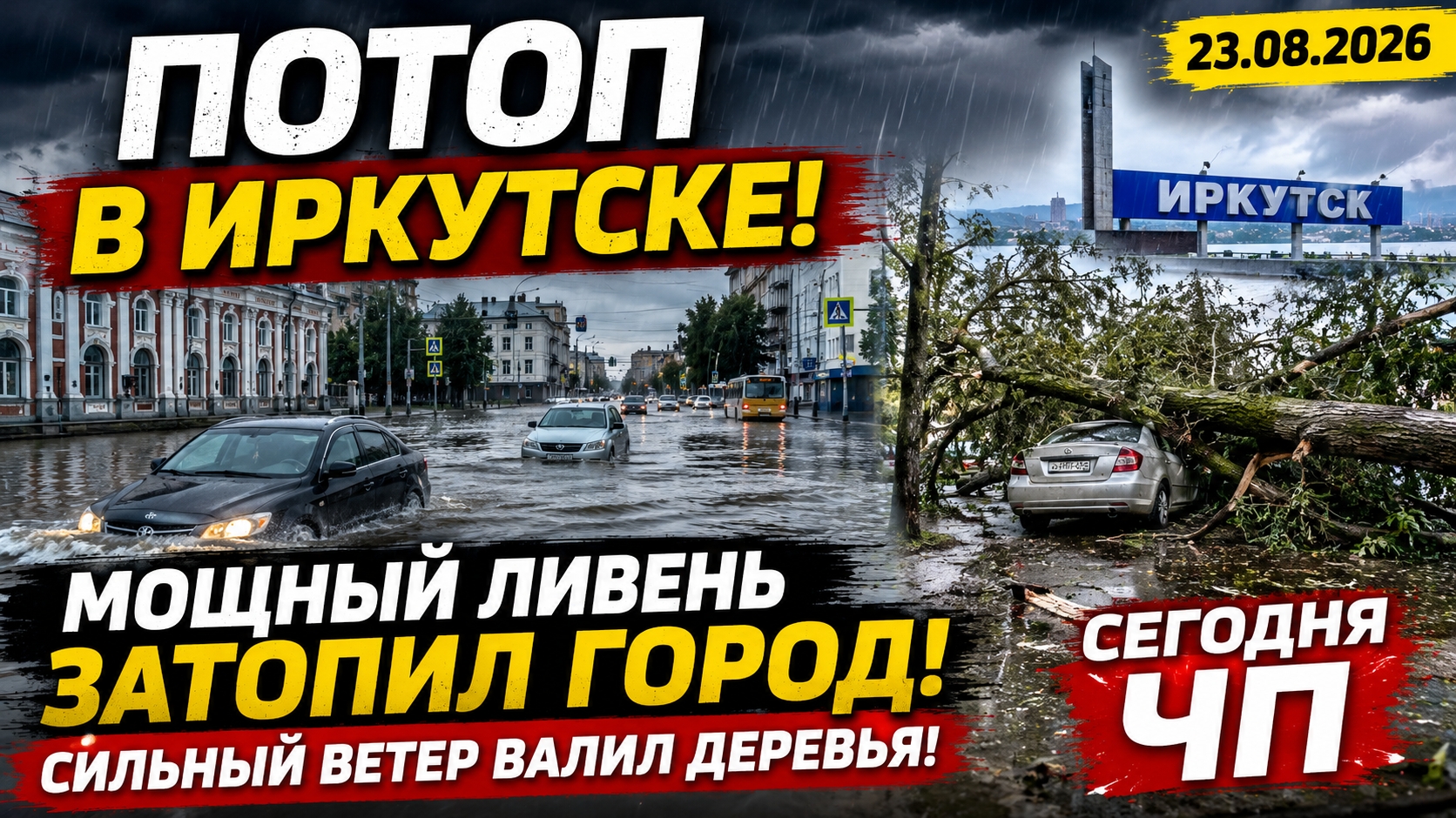 ПОТОП В ИРКУТСКЕ! Мощный ливень затопил город — ветер валил деревья | Сегодня ЧП