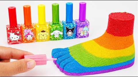 🌈🦶 Кинетический песок превращается в красочную ножку! 😍 Невозможно оторваться!