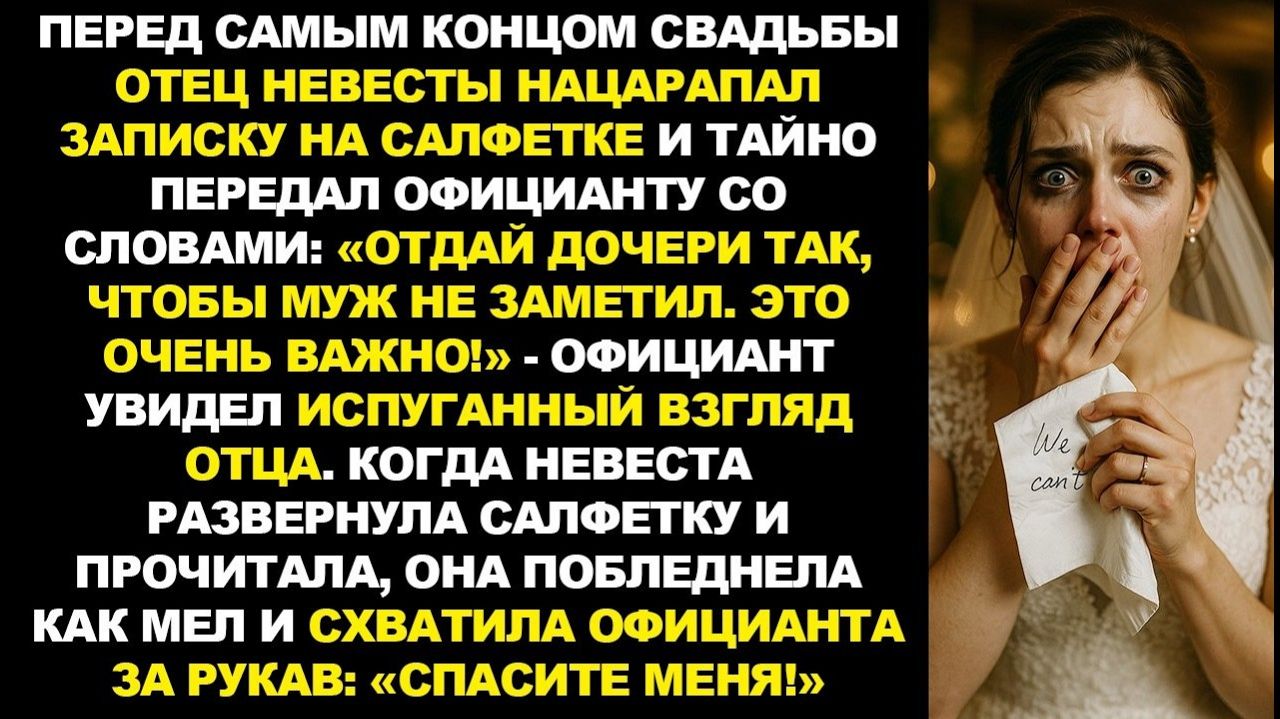 Перед концом свадьбы отец невесты нацарапал записку и передал официанту... Аудио-рассказ!