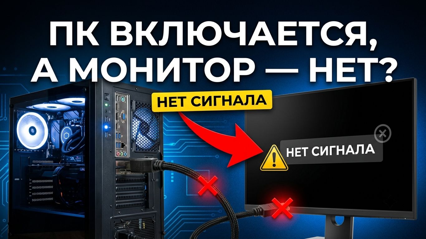 Компьютер включается, а монитор НЕТ! Черный экран при запуске — ВСЕ причины и решения