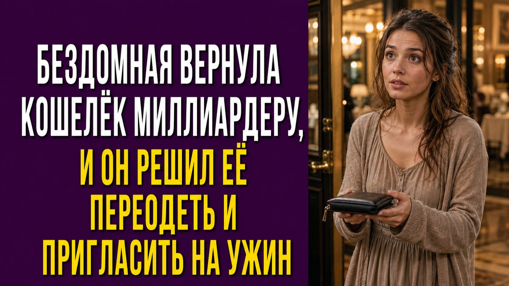 Бездомная вернула кошелёк миллиардеру, и он решил её переодеть и пригласить на ужин
