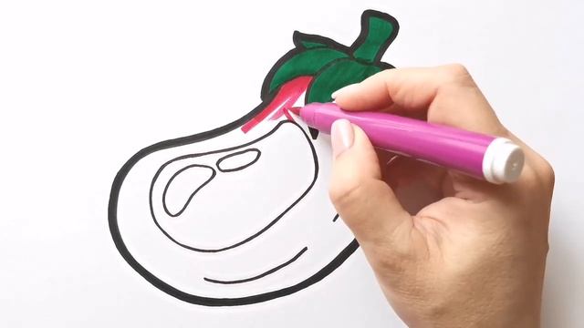 Как нарисовать БАКЛАЖАН / раскраска для детей / НарисуйКа