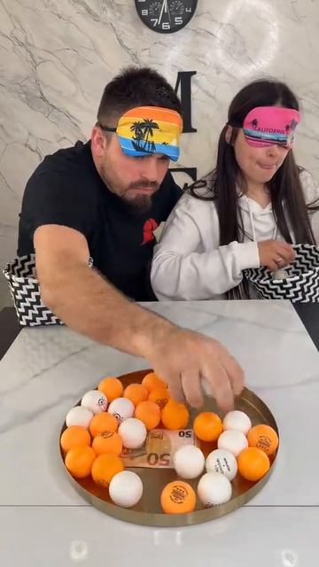 Blindfolded Ping Pong Challenge_ Can They Fill The Giant Martini Glass😱
