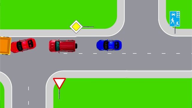 🚦 Задача на знание ПДД: какая траектория разрешена для водителя синего автомобиля? 🚦