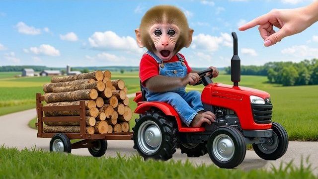Ребенок ОБЕЗЬЯНА НАНА становится bombeira чтобы потушить пожар в лесу - Nana Португальский