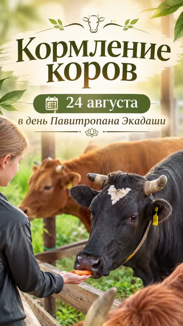 Кормим коров вместе с вами 24 августа в день Павитропана Экадаши
