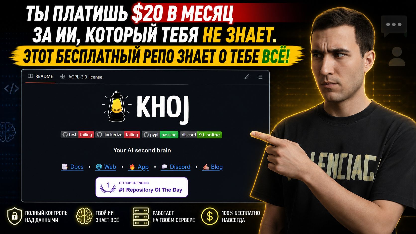 Ты платишь $20 в месяц за ИИ, который тебя не знает. Этот БЕСПЛАТНЫЙ репо знает о тебе ВСЁ!