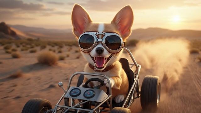 Самый крутой гонщик! Чихуахуа за рулем багги!