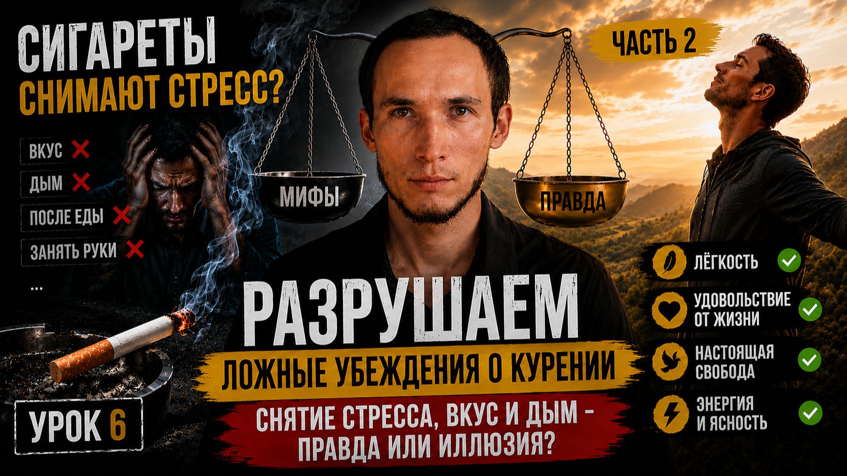 Разрушаем ложные убеждения о курении (Часть 2) Курение снимает стресс? | Урок 6