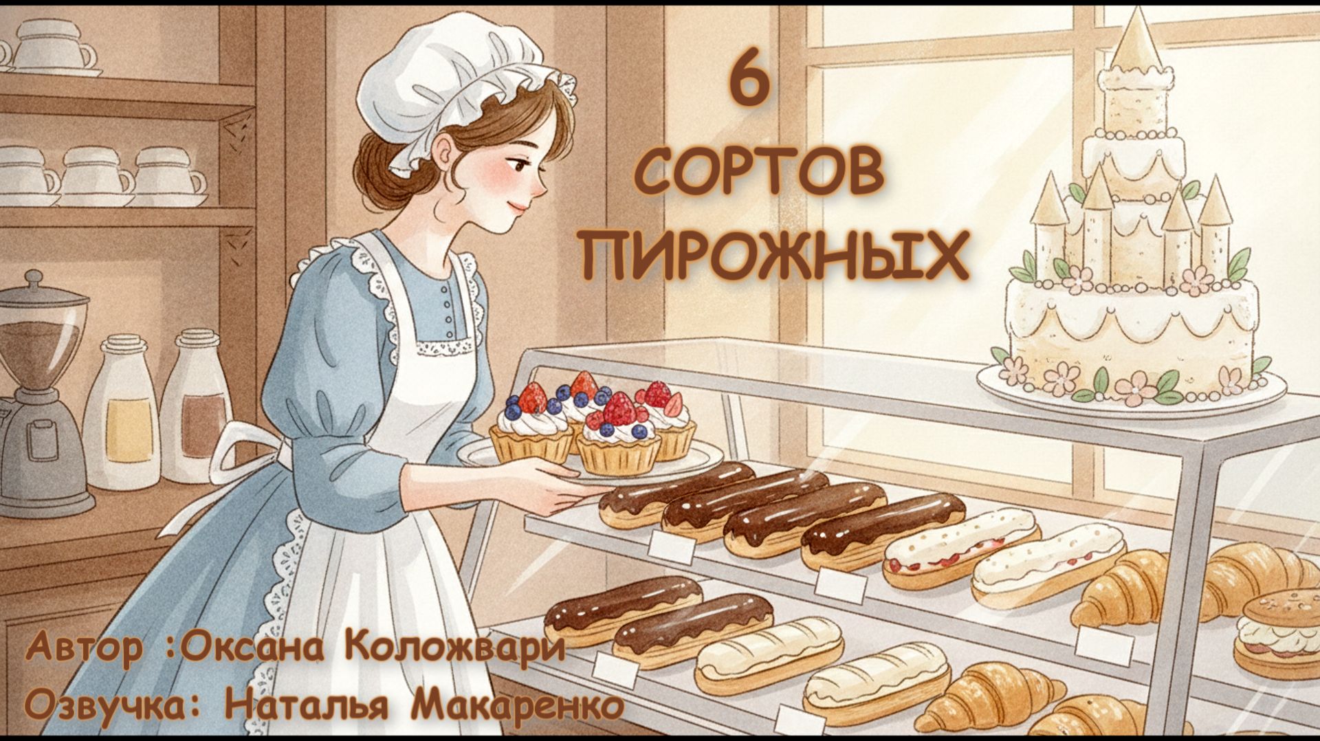 6 сортов пирожных сказка для детей и взрослых.Автор: Оксана Коложвари.Озвучка: Наталья Макаренко.