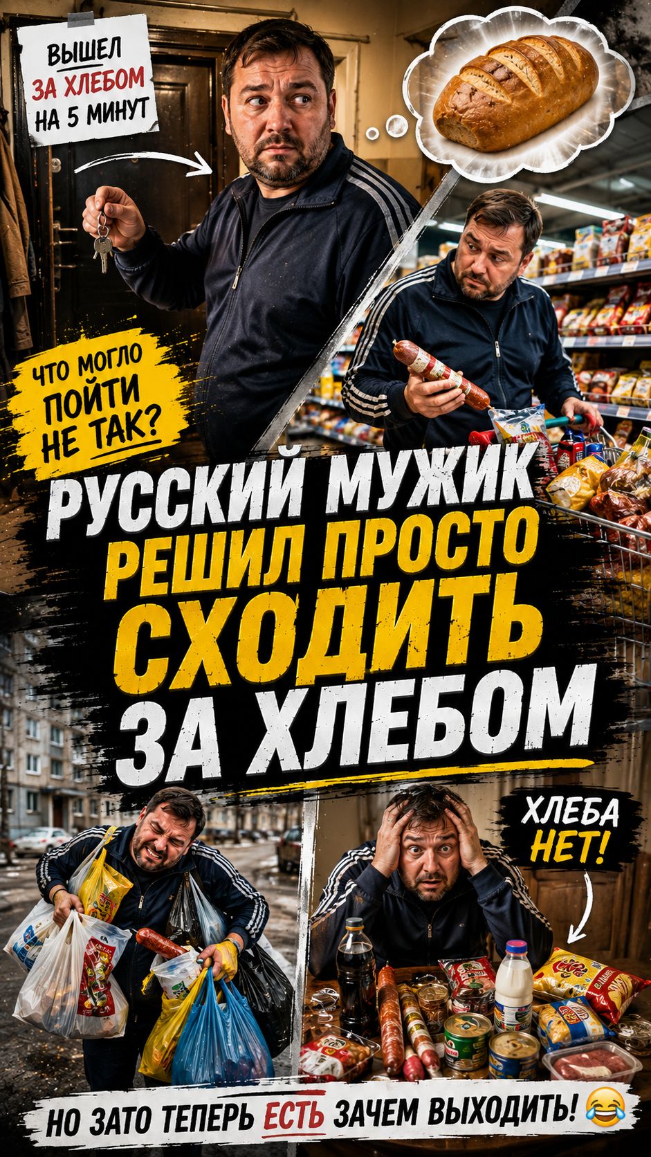 ВЫШЕЛ ЗА ХЛЕБОМ НА 5 МИНУТ… 😂🥖