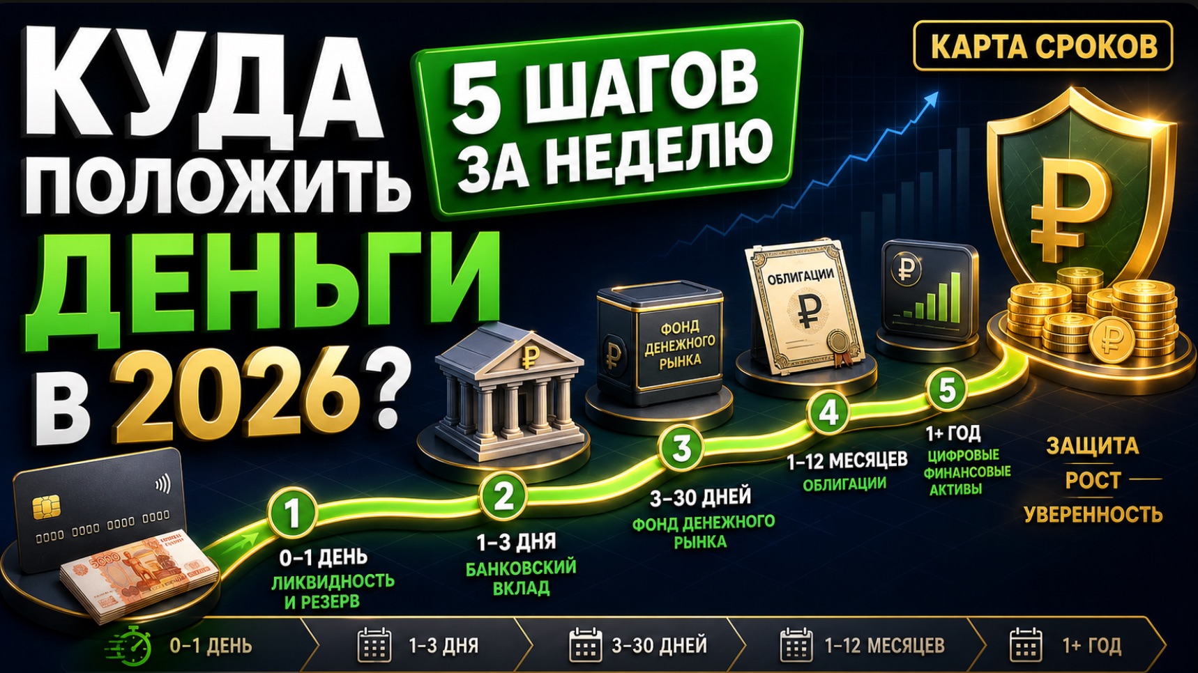 Куда положить деньги в 2026: карта сроков и 5 шагов за неделю