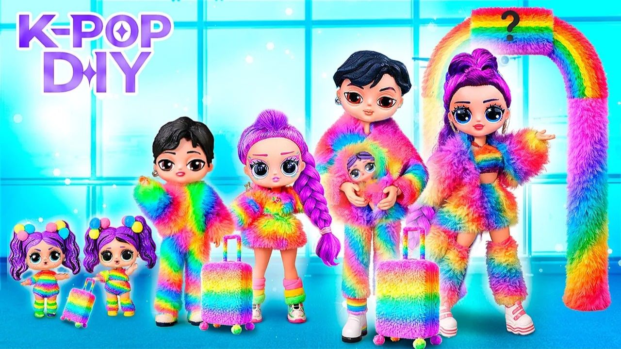 K-Pop Семья в Радужном самолёте! 10 поделок для кукол Хантрикс