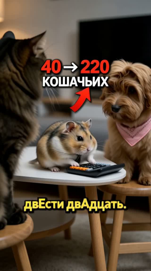 Короче: хозяину 40. По кошачьим — 220 😹 #Shorts