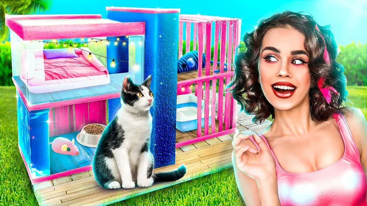 Строим домик мечты для котенка! Мы спасли бездомного котенка!