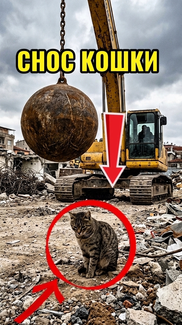 Спасение кошки из заброшеного здания