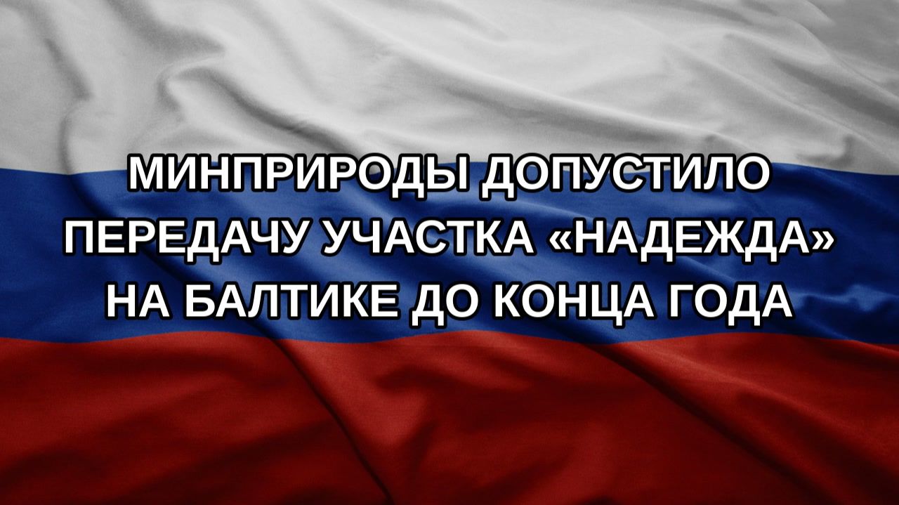 Минприроды допустило передачу участка «Надежда» на Балтике до конца года