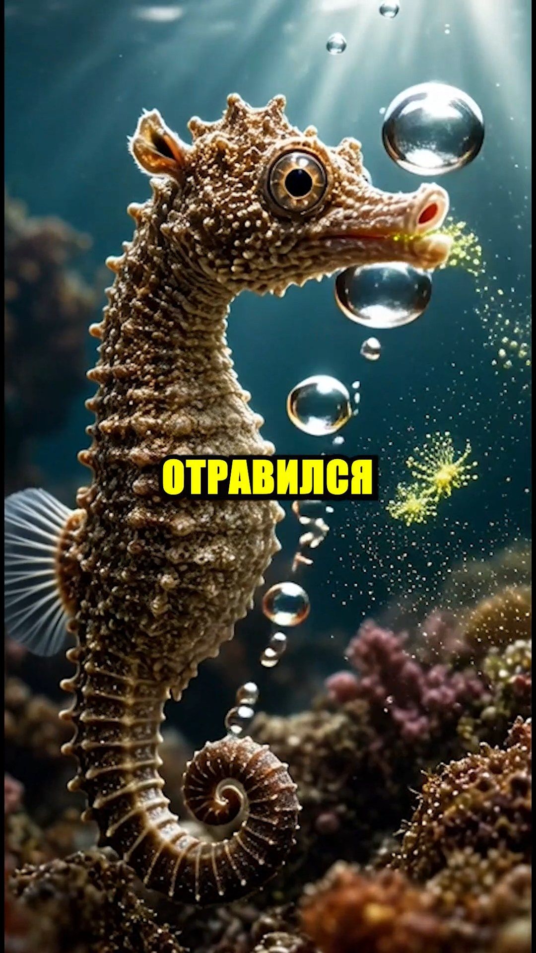  Морской конёк отравился обедом и не заметил 